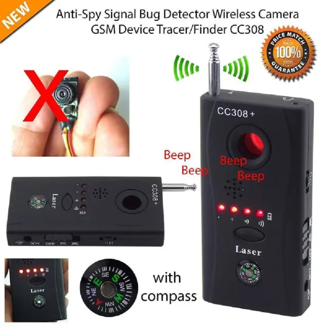 Anti-Spy RF Signal Bug Detector Hidden Camera Laser Lens GSM Device Finder