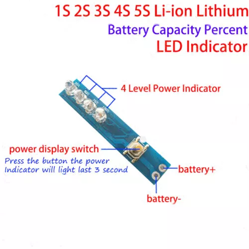 Lithium Li-ion LiPo 1S 2S 3S 4S 5S 18650  Capacity Level Meter LED Indicator