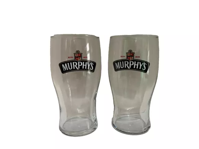 Murphys Irish Stout Pint Glasses x 2  Brand New