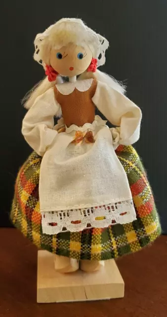 Wooden Doll VTG ANDO Baltic Region Traditional Attire Handcrafted 6.5" Tall Rare