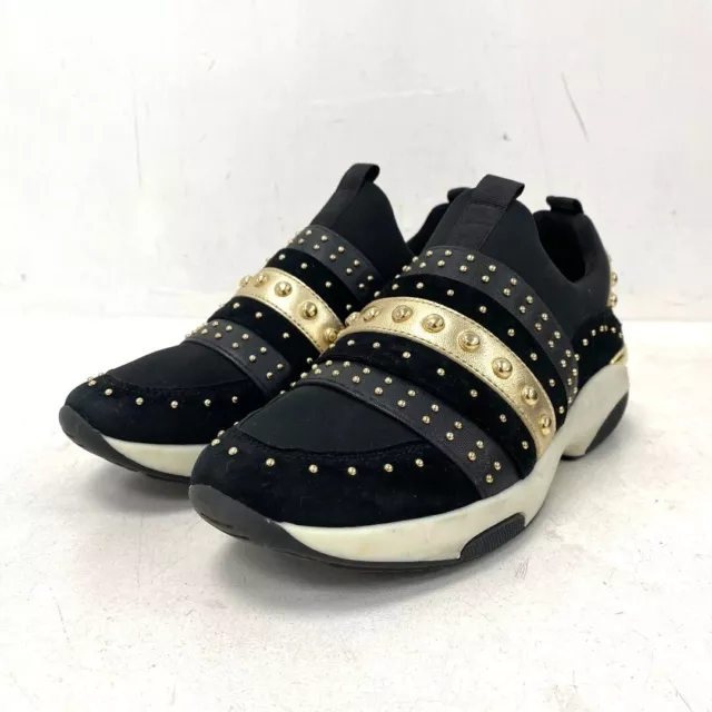 CARVELA TRAINERS UK 4 Black Gold Leather Studded Slip On Womens RMF15 LW 11.50 PicClick UK