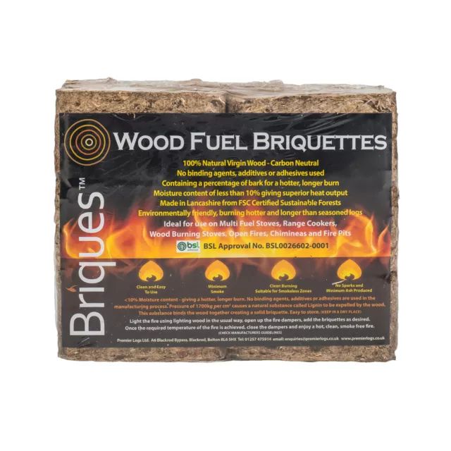 Lekto Woodfuels Night Briquettes - 20kg (20 Briquettes), Up to 8 Hour Slow  Burn
