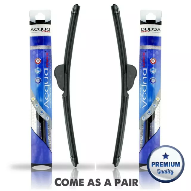 Pair To Fit BMW 1 Series 2004+ Acqua Max Front Windscreen Wiper Blades Kit Black 2