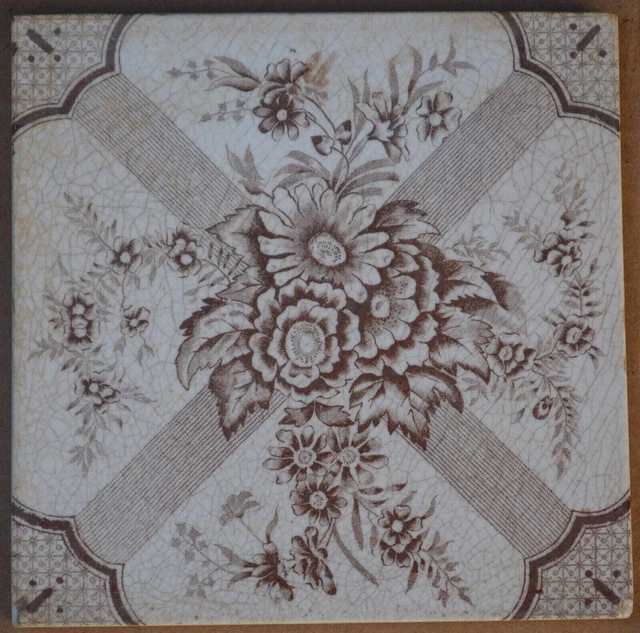 Antique England - Transfer Victorian Majolica Tile C1900
