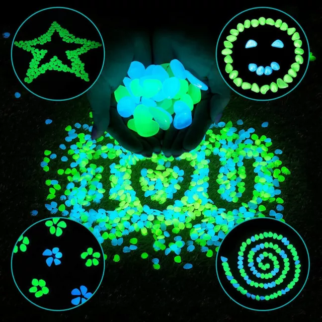 300PCS Glow in The Dark Pebbles Garden Glowing Rocks Fish Tank Luminous Stones