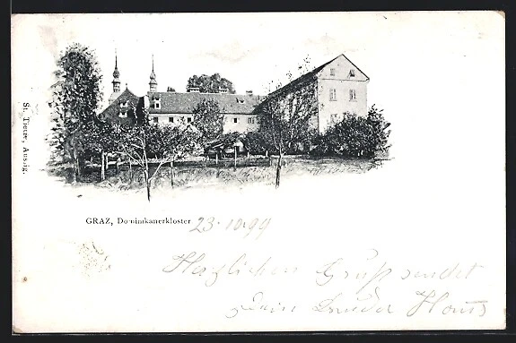 Graz, Am Dominikanerkloster, Ansichtskarte 1899