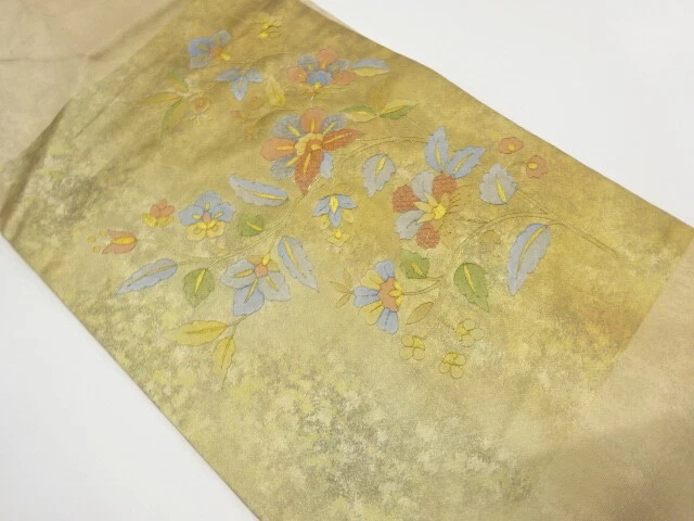 6494622: Japanese Kimono / Vintage Nagoya Obi / Embroidery / Flower Arabesque