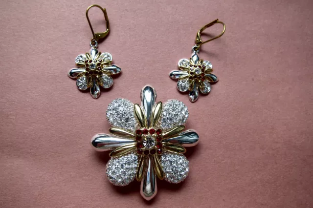 Signed JOAN RIVERS Maltese Cross Earrings & Brooch/Pin Set. LTD Edition! RARE!