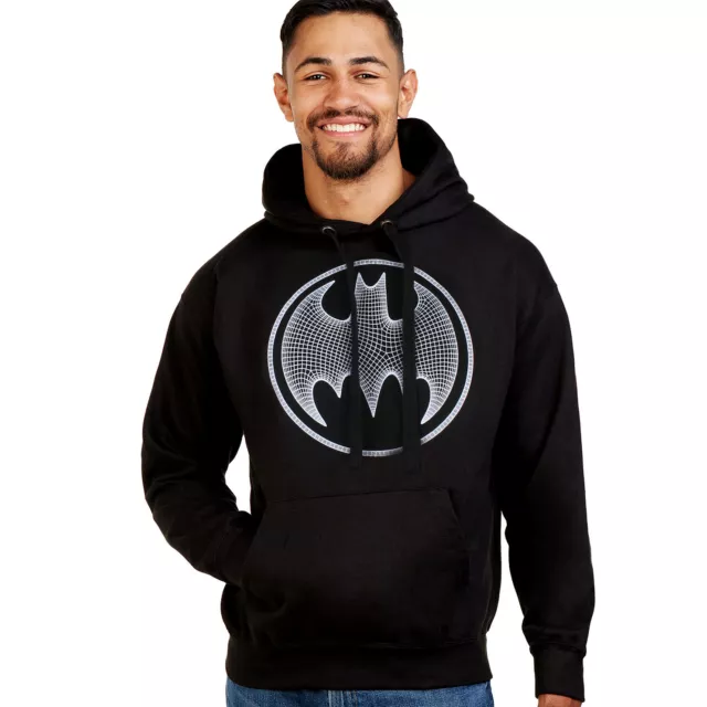 Batman Mens Hoodie 3D Logo Pullover Jumper Top Black S-XXL Official DC Comics