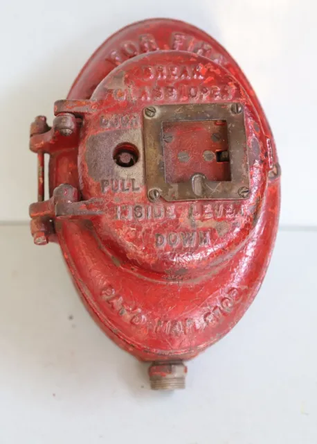 Antique Cast Iron Fire Alarm Oval With Pull Lever  C. F. Patterson CALL BOX