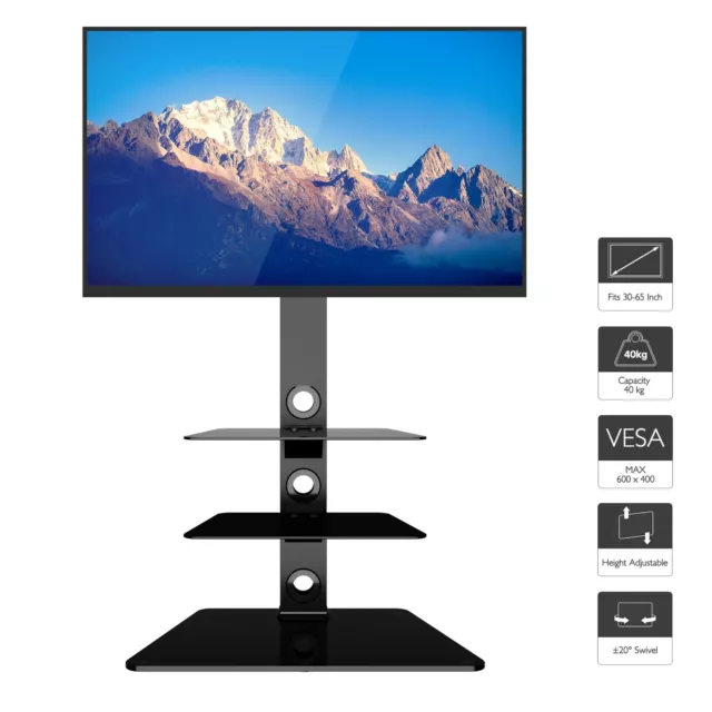 Cantilever TV Stand with Mount Bracket 3 Shelves for 30 - 65 inch Plasma LCD LED