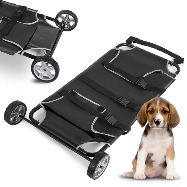 Animal Stretcher Veterinary Transport Pet Trolley Black Folding Cart with Wheels