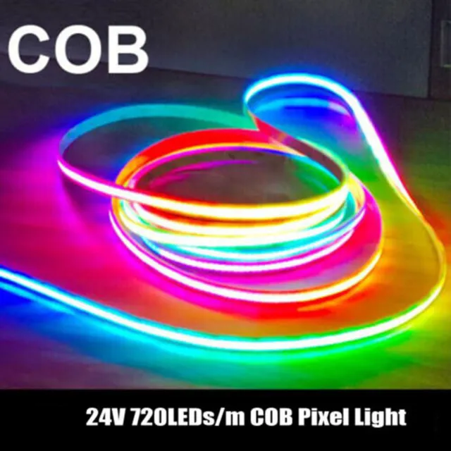 24V COB LED Strip Pixel Addressable RGB Full Dream Color RGBIC Flexible 720led/m