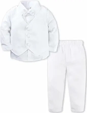 A&J DESIGN Baby Toddler Boys Gentleman Suit Set, 3pcs Outfits Shirts & Vest &