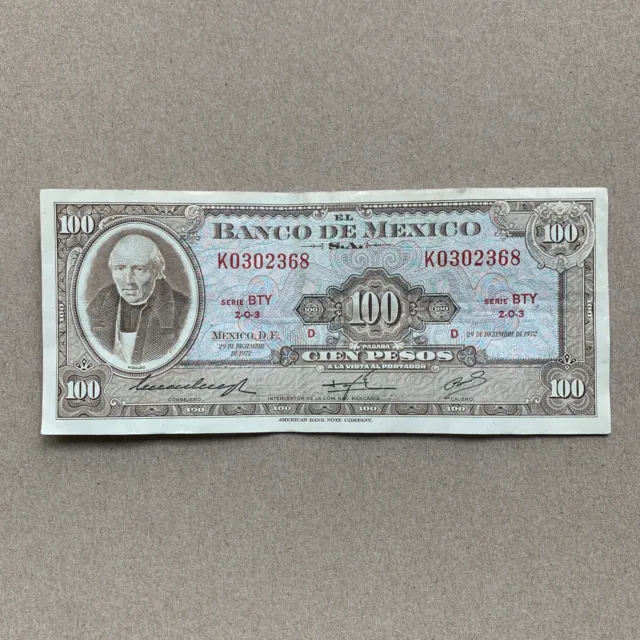 Mexican 100 Pesos Billetes 1972 Mexico Currency Banknote Paper Money Memorabilia