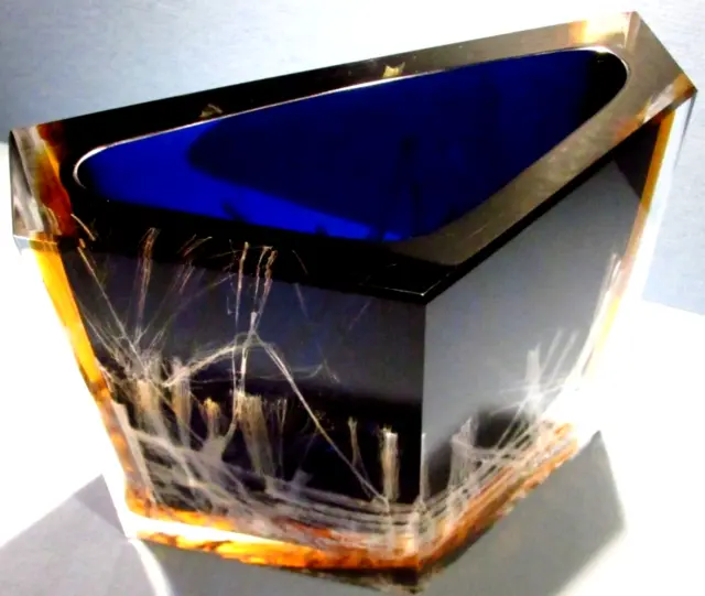 EXBOR PAVEL HLAVA VASE Czechoslovakia Bohemia Crystal Art Glass MCM Egermann