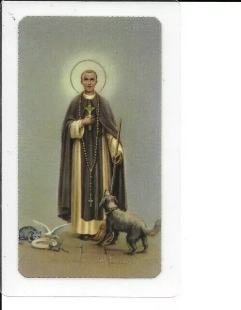 Holy Card of Saint Martin de Porres Plus a 1" Silver Oxidized Medal of Martin