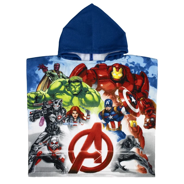Serviette à Capuche Captain America Marvel - 100% Coton, 125x75cm - Poncho Plage Et Bain Enfant Avengers