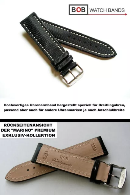 BOB MARINO Handmade Hi-Tech Nytech Uhrenarmband Kompatibel mit Breitling 22 mm