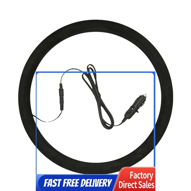 Heated Steering Wheel Cover Winter Hand Warmer Car Wheel Protector (Black)