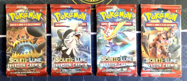 Lot de 4 Boosters Pokémon SL04 Soleil & LuneInvasion Carmin Français