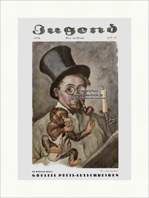 Titelseite der Nummer 14 von 1924 Rolf von Hoerschelmann Mann Affe Jugend 4392