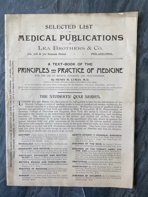 1890s Lea Brothers Phila Medical Publications Catalog Henry M. Lyman Book Descrp