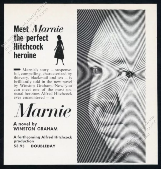 1961 Alfred Hitchcock photo Marnie movie novel release vintage print ad