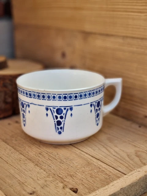 Ancien Broc Pichet Cruche Saint Armand Motif Bleu Retro