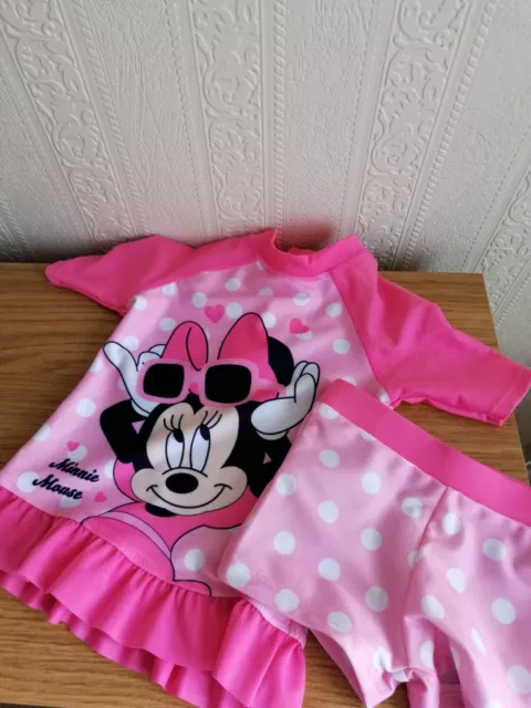 Disney Baby Girl 2 Piece Pink Minnie Mouse Swim Set Age 18-24 Months Bnwot