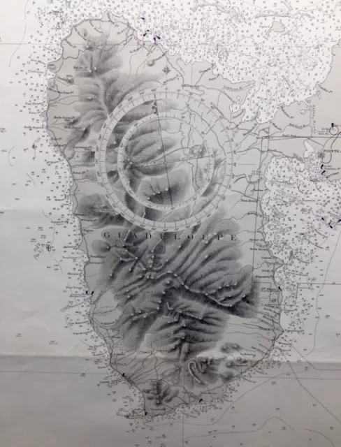 GUADELOUPE & ISLANDS, WEST  INDIES, 1882 ADMIRALTY SEA CHART. No. 885. 2
