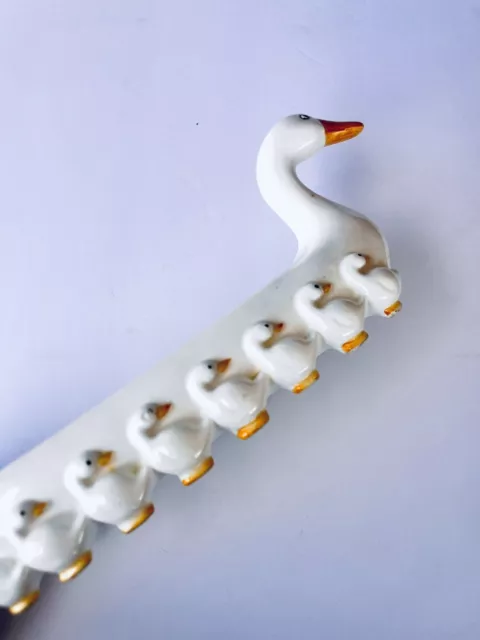 1981 Fitz and Floyd White Ceramic Duck with Ducklings Cracker Tray Dish Vintage