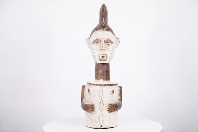 Kaolin Clay Covered Igbo Figure 24" - Nigeria - African Tribal Art