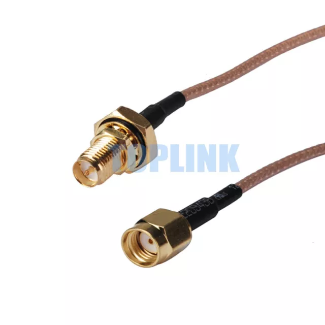 50x RP-SMA Male (Jack Pin) to RP-SMA Female (Male Pin) Pigtail Cable RG316 15cm