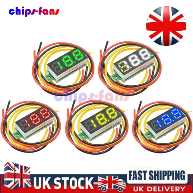 10x Mini DC0-100V 0.28Inch 3-Digital Voltmeter LED Voltage Panel Meter 3 Wire UK