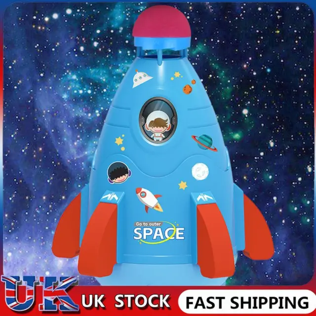 ❀ Space Rocket Sprinklers Rotating Water Powered Launcher Summer Fun Toys (Blue)