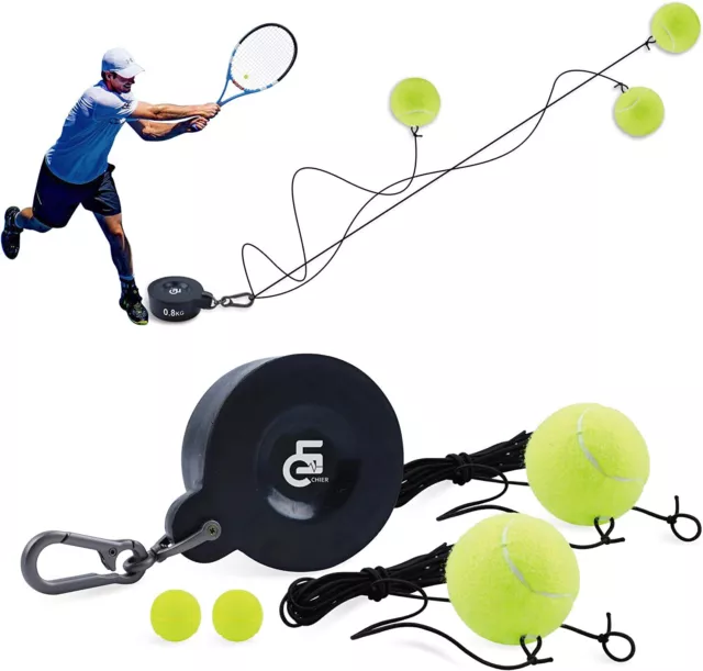 GS CHIER Tennistrainer Komplettset mit 2 Bällen Gummiband Gewicht Tennis Trainer