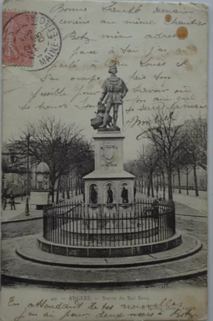 ANGERS 49 cpa Statue of King René Good Condition 1905