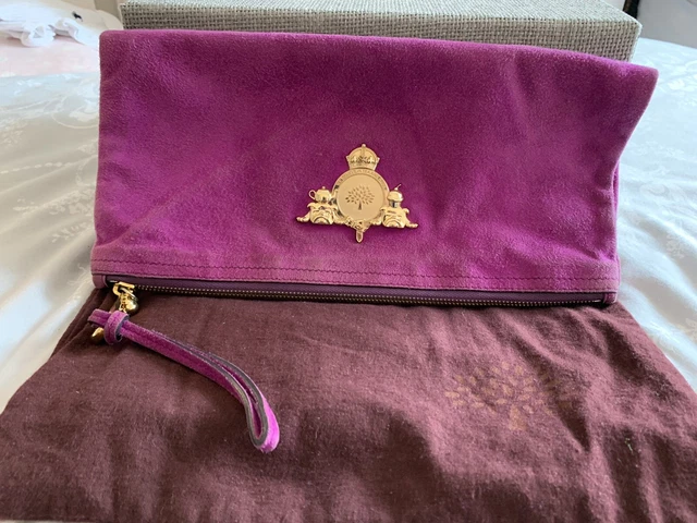 MULBERRY MARGARET CLUTCH In Plum Suede 139.00 PicClick UK