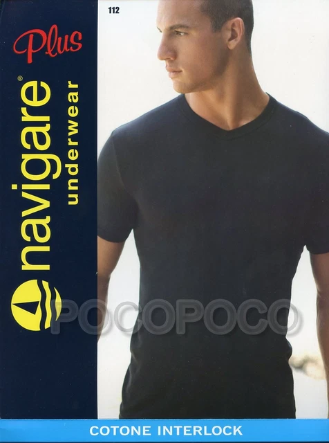 3 maglie scollo a V da uomo mezza manica in cotone caldo interlock Navigare 112