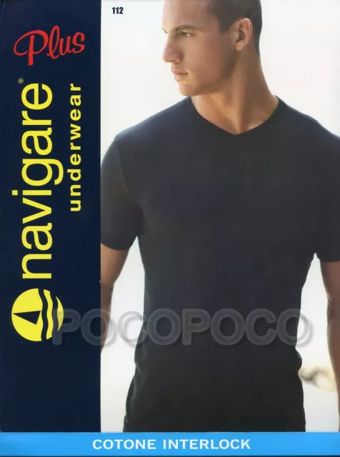 Maglia scollo a V da uomo mezza manica in cotone caldo interlock Navigare 112