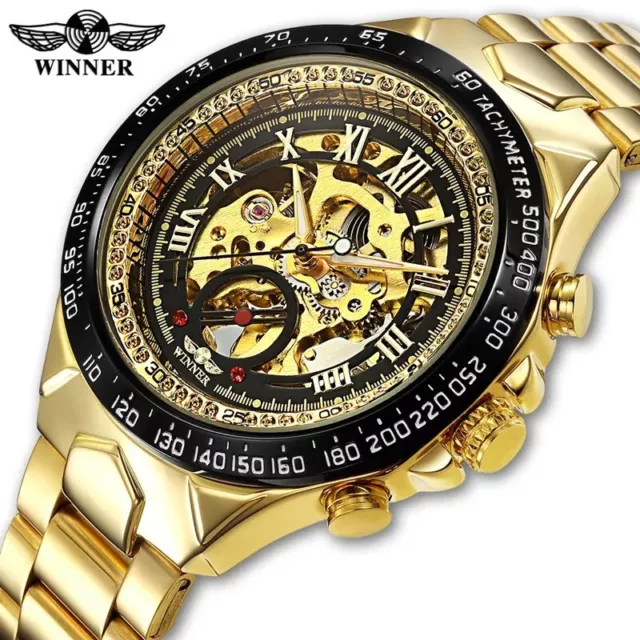 🔥 Mechanische Armbanduhr Edelstahl Herren/Damen Uhr Automatik Luxus Gold 🔥