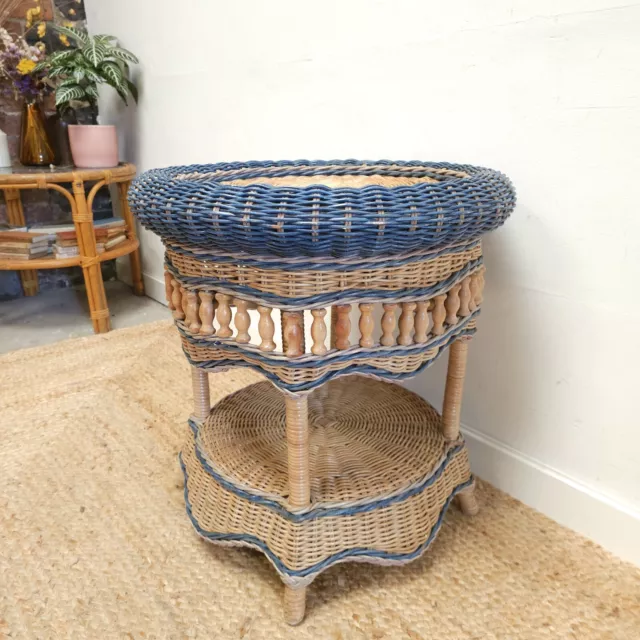 Vintage Wicker Side table Mid century Rattan Retro Bamboo Coffee DELIVERY