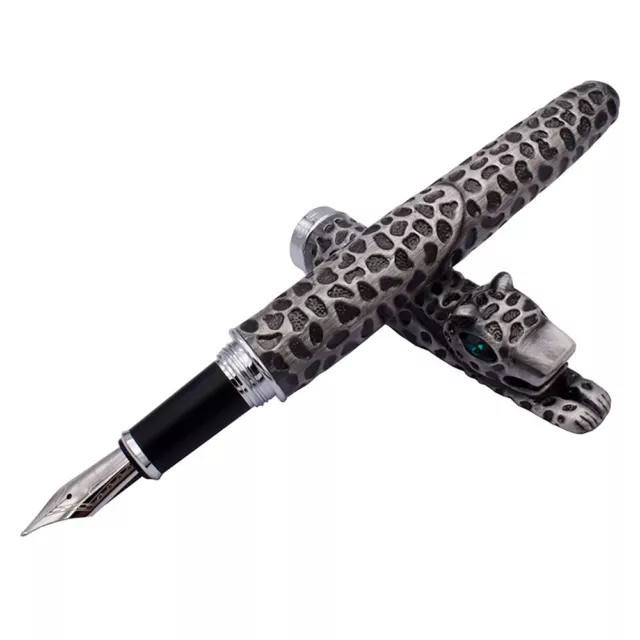 Jinhao Snow Leopard Gray Fountain Pen Full Metal Panther Luxury Exquisite Gift