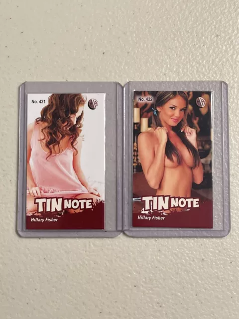 Hillary Fisher 3/3 LOT2 MH PLAYBOY👙HOOTERS MODEL👙TIN NOTE Tobacco cards🔥