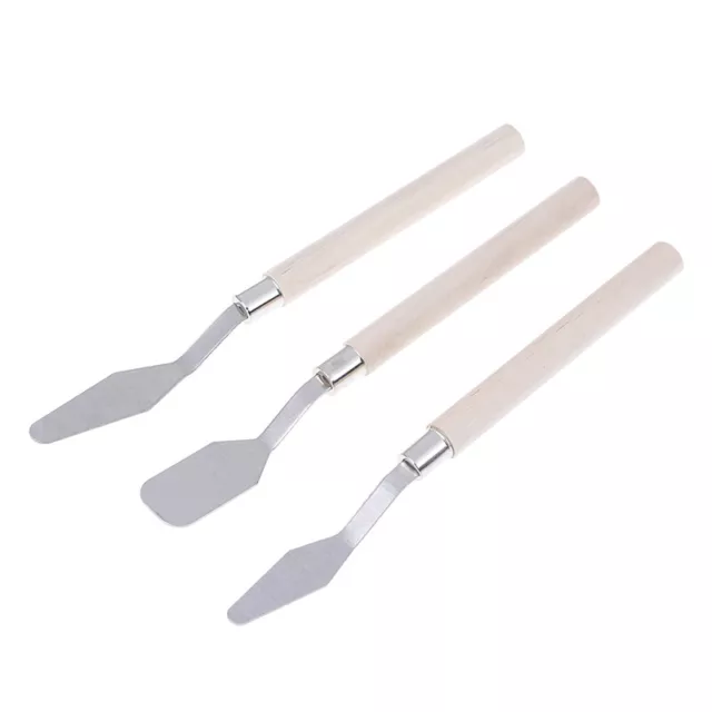 3 piezas mango de madera aceite acuarela pintura raspador paleta aceite cuchillo_guJ*H7