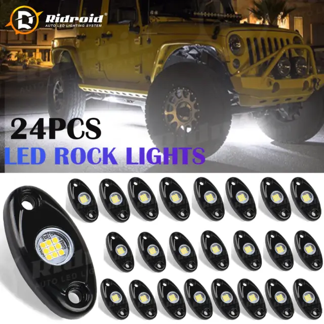 LED Rock Lights White/Blue For Jeep Offroad Truck UTV ATV Underbody Wheel Lights