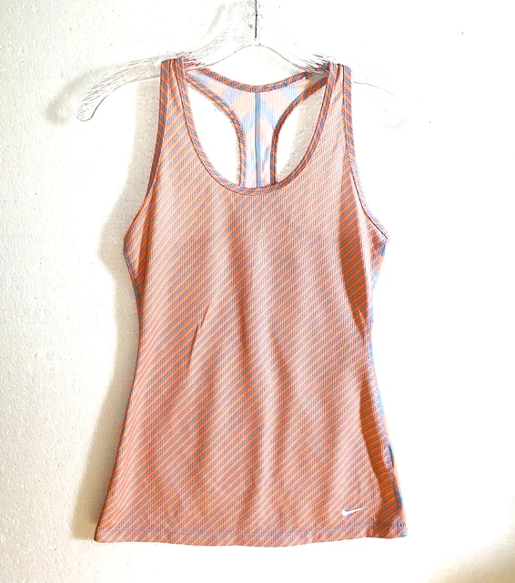 NIKE Dri-Fit Women's SZ S Activewear Stripe Slim Fit Racerback Tank Top Swoosh