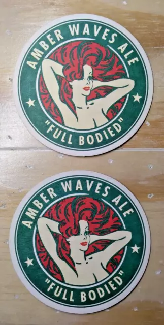 (2) Amber Waves "Full Bodied" Ale/ Capitol City Brewing Co. Coasters 3 1/2" dia.