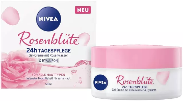 NIVEA Rosenblüte 24h Tagespflege Gesichtspflege Rosenwasser Gel-Creme 50 ml